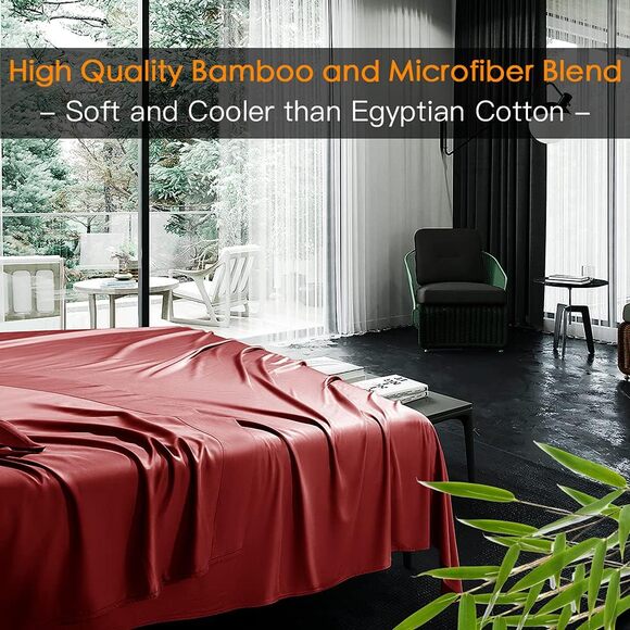 6-Piece Sheets SetRayon Derived from Bamboo Sheets Cooling - Picture 4 of 5